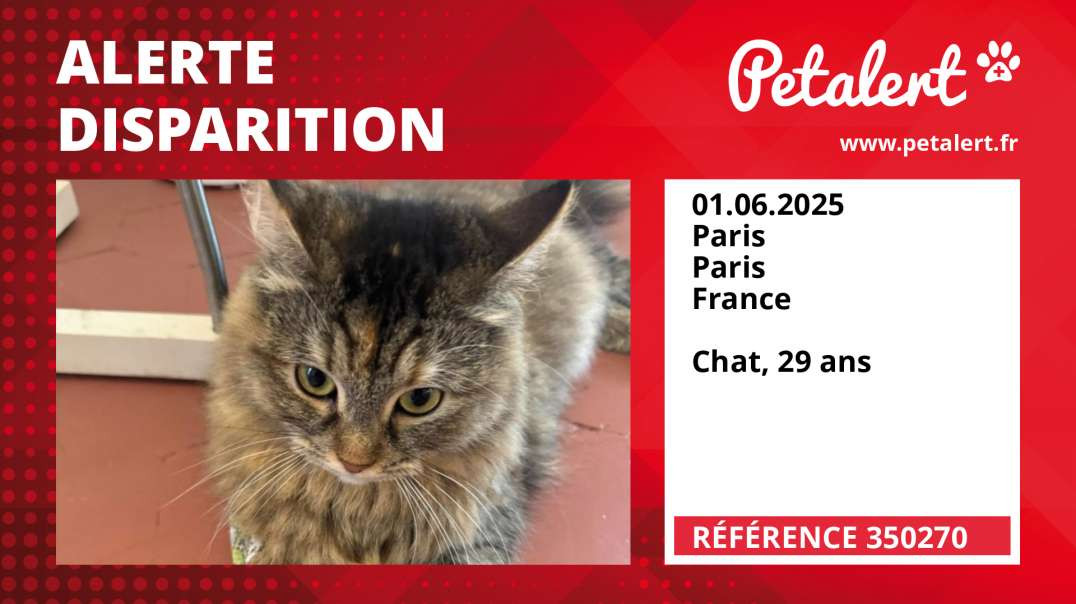 Alerte Disparition #350270 Paris / Paris / France