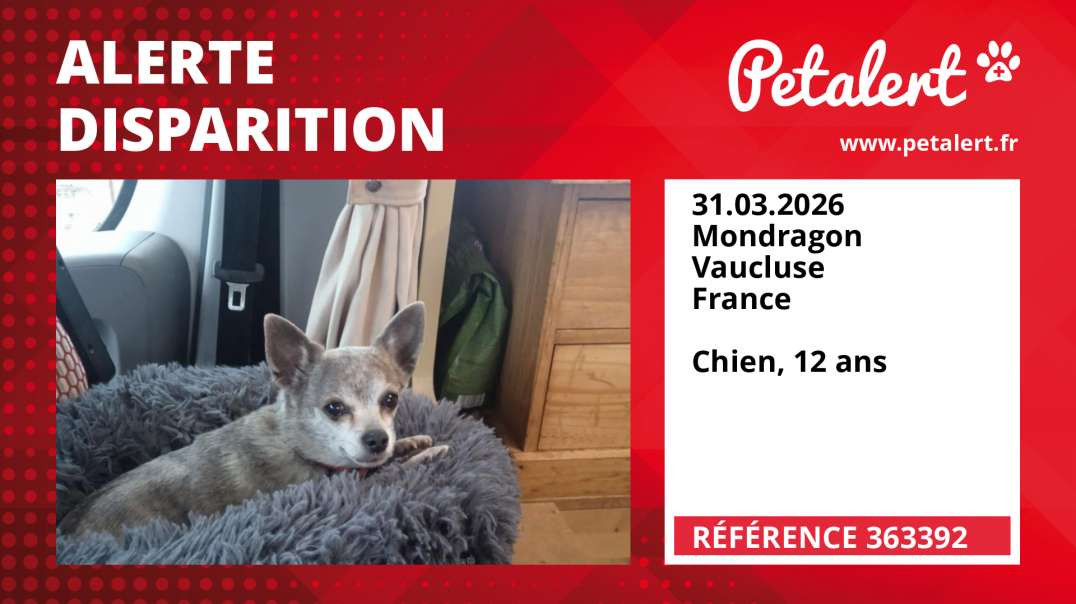Alerte Disparition #363392 Mondragon / Vaucluse / France