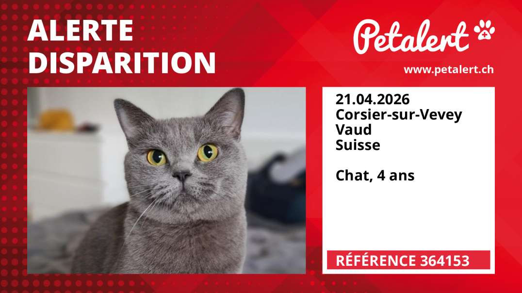 Alerte Disparition #364153 Corsier-sur-Vevey / Vaud / Suisse