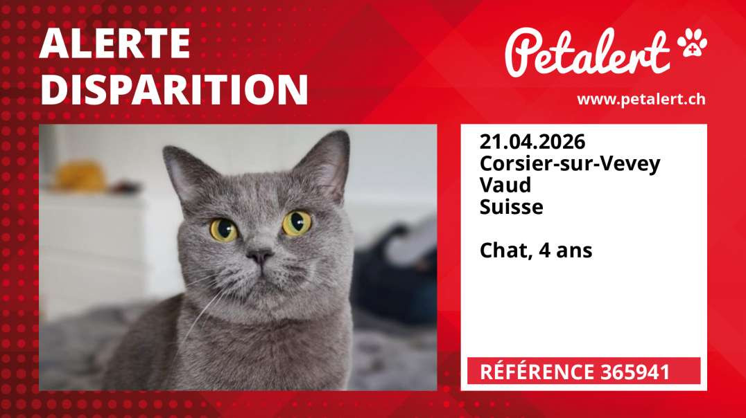 Alerte Disparition #365941 Corsier-sur-Vevey / Vaud / Suisse
